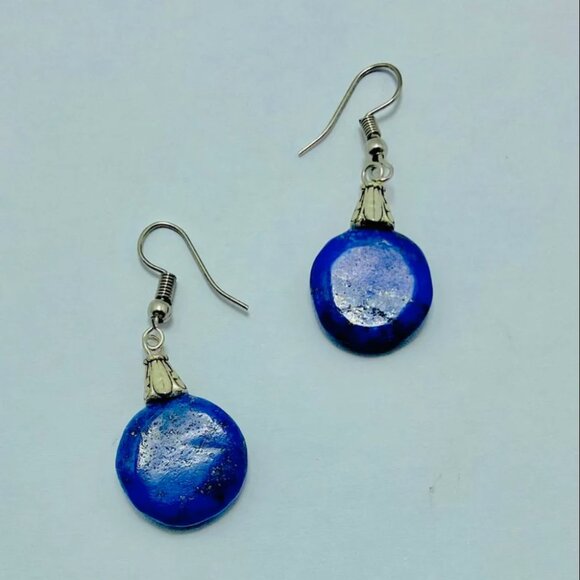 Lapis Earrings, Handmade Light Weight Dangle Earrings, Lapis Lazuli Earrings - Picture 5 of 9